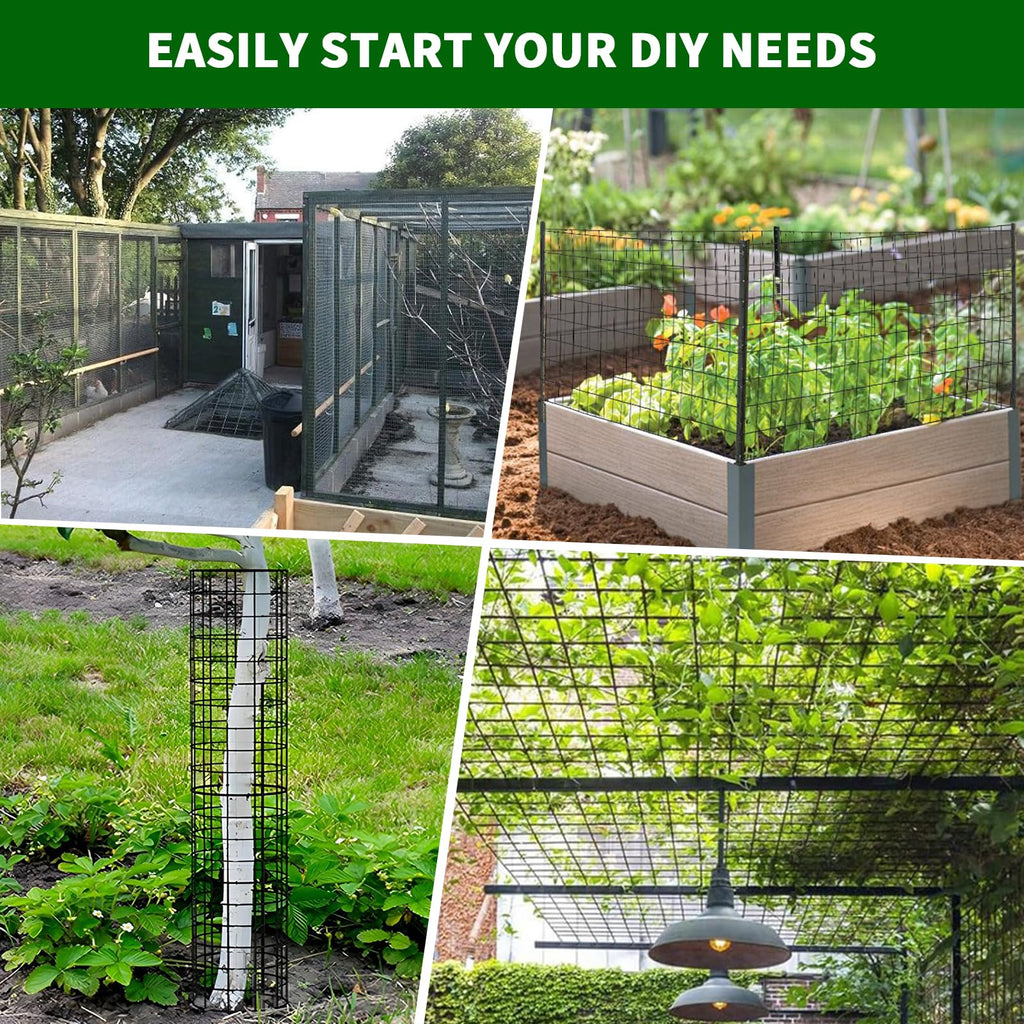 Garvee Hardware Cloth 1/2 Inch Mesh 19 Gauge Galvanized Steel Durable Black Vinyl Coated Garden Poultry Fence 72 Inx100 Ft with Gloves & Ties