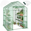 Garvee 57 x 57 x 76 inches Walk-in Greenhouse with A Roll-Up Zipper Door and 6 Windows, Garden Plant Hot House with Galvanized Steel Frame, Green PE Cover Warm House for Outdoors Vegetables Plants