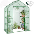 Garvee 57" X 29" X 77" Walk-in Greenhouse with A Roll-Up Zipper Door and 6 Windows, Garden Plant Hot House with Galvanized Steel Frame, Green PE Cover Warm House for Outdoors Vegetables Plants