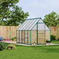Garvee Heavy Duty 6x9 FT Polycarbonate Walk-In Greenhouse - Aluminum Frame, Double Swing Doors, Roof Vent, Rain Gutter, Quick Easy Setup, for Garden Plants, Green