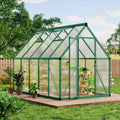 Garvee 6' x 9' Polycarbonate Walk-In Greenhouse, Aluminum Frame Greenhouse with 4mm Twin-Wall Panels, Lockable Door, Roof Vent & Ground Stakes, Green