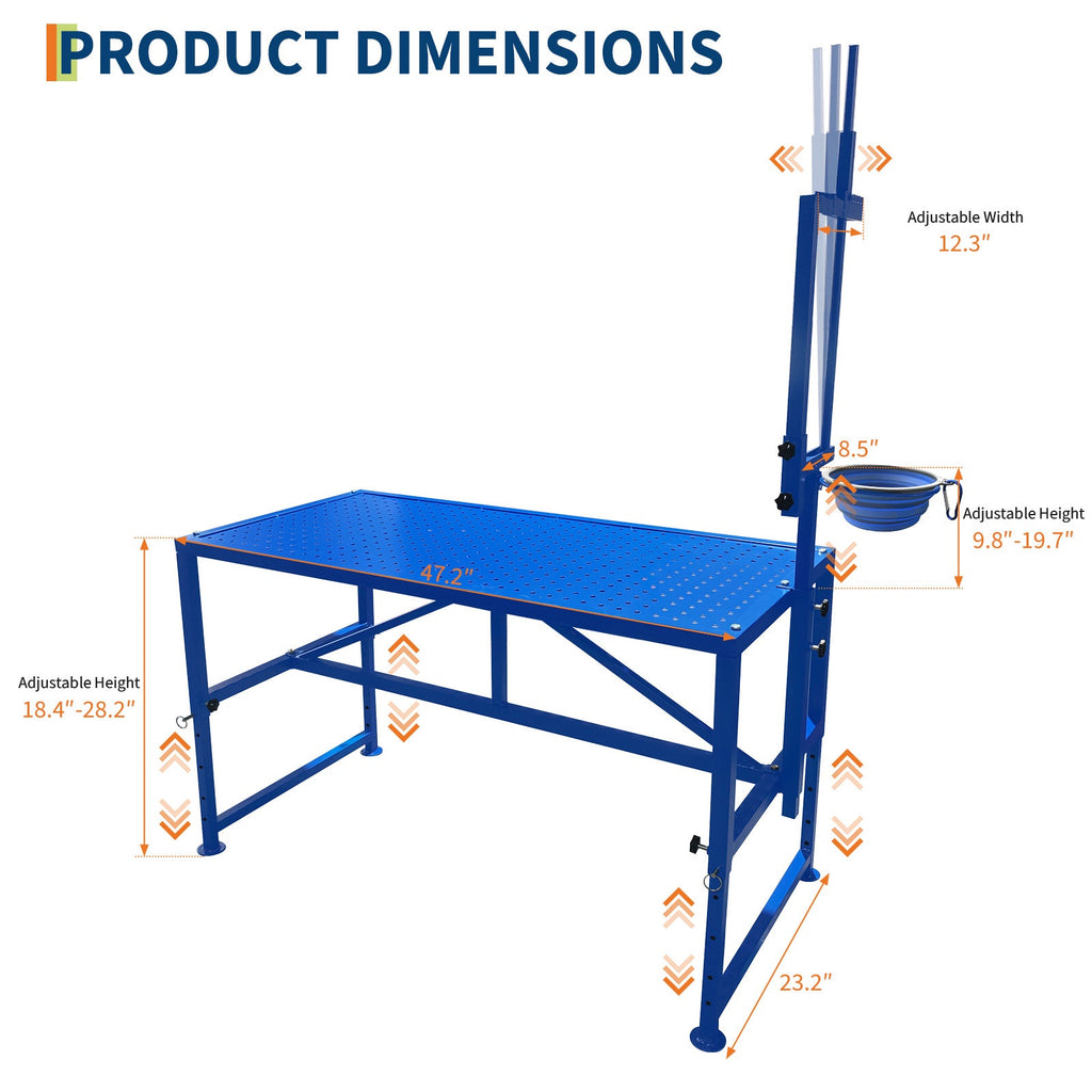 Garvee Heavy Duty Metal Goat Milking and Hoof Trimming Stand with Adjustable Headpiece & Legs, Built-in Feed Bin, 600 lbs Capacity - Ideal for Sheep, Goats, and Livestock Grooming - Tool Set, Blue
