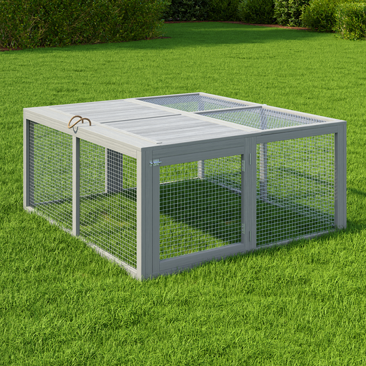 Garvee Folding Chicken Coop Run Rabbit Hutch, Portable Wooden Chicken Cage Pens with Top & Side Opening Doors, Small Animal Poultry Pet Cage for Outdoor, Indoor, No Assembly Required