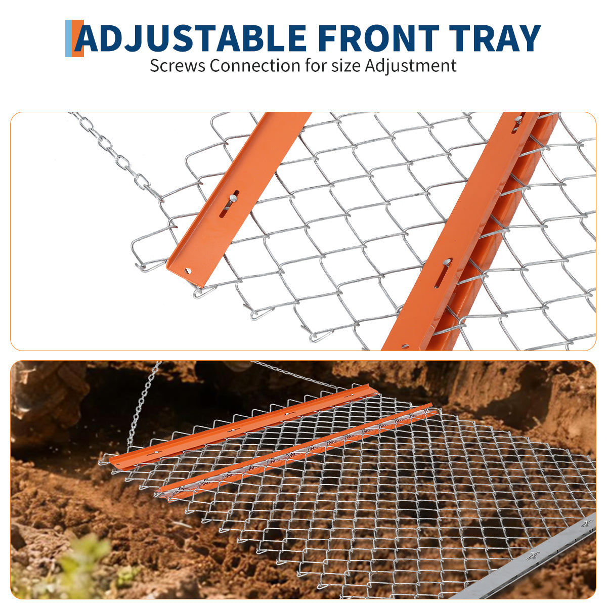 Garvee Heavy Duty Chain Drag Harrow for ATV/UTV – Rugged Steel Landscape Leveling Rake & Driveway Leveler – Appropriate for Farm, Garden & Pasture Maintenance – Collapsible Design – 5Ft*4Ft + Orange Iron Plate