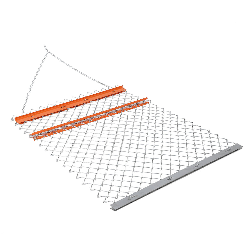 Garvee Heavy Duty Chain Drag Harrow for ATV/UTV – Rugged Steel Landscape Leveling Rake & Driveway Leveler – Appropriate for Farm, Garden & Pasture Maintenance – Collapsible Design – 5Ft*4Ft + Orange Iron Plate