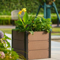 Garvee 19" × 19" × 17" Wood-Look Composite Raised Garden Bed, Open-Bottom Planter Box for Vegetables & Herbs, Brown