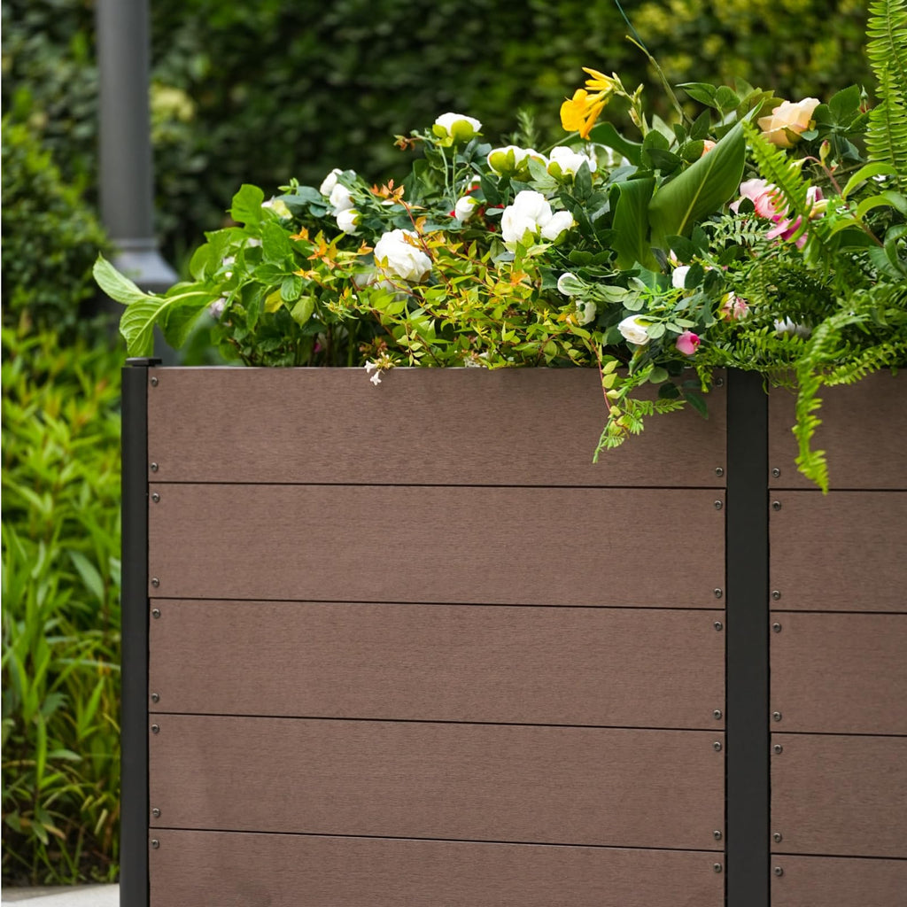 Garvee 48" × 25" × 29" Wood-Look Composite Raised Garden Bed, Open-Bottom Deep Planter Box, Brown