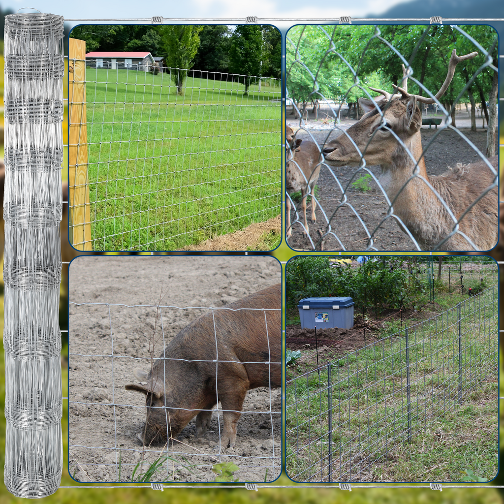 Garvee Livestock Fence, 5‘ x 164’ Galvanized Wire Fencing, Cattle Farm Fence, Deer Fences, Heavy Zinc Goat Fences for Goat Deer Yard Livestock Protection