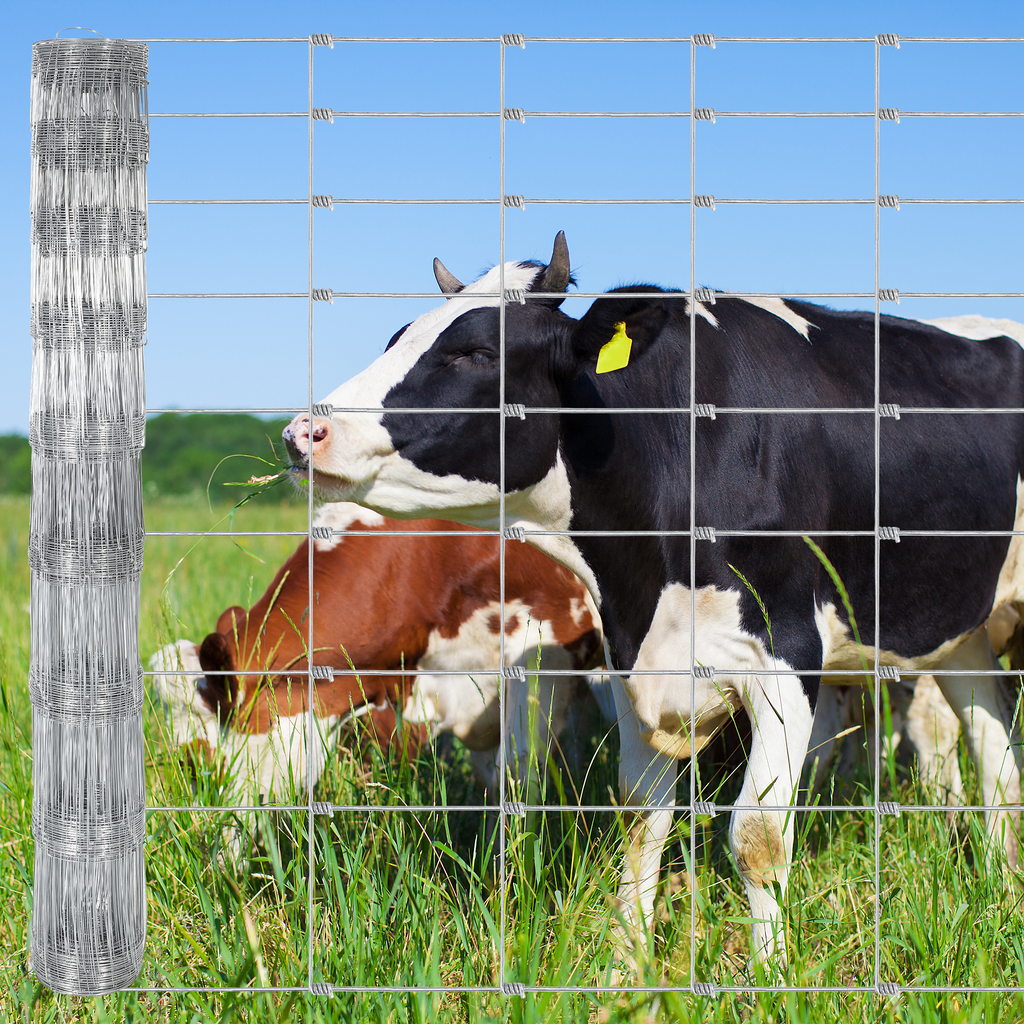 Garvee Livestock Fence, 5‘ x 164’ Galvanized Wire Fencing, Cattle Farm Fence, Deer Fences, Heavy Zinc Goat Fences for Goat Deer Yard Livestock Protection