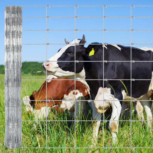 Garvee Livestock Fence, 5‘ x 164’ Galvanized Wire Fencing, Cattle Farm Fence, Deer Fences, Heavy Zinc Goat Fences for Goat Deer Yard Livestock Protection