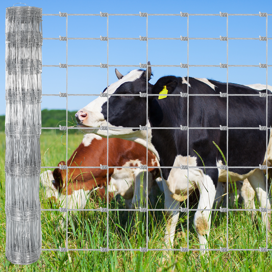 Garvee 4' × 328' Livestock Fence, 14-Gauge Galvanized Wire Fencing for Goats, Deer, Cattle, Farm Yards & Garden Protection