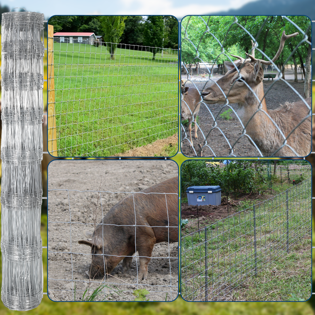 Garvee 4' × 328' Livestock Fence, 14-Gauge Galvanized Wire Fencing for Goats, Deer, Cattle, Farm Yards & Garden Protection