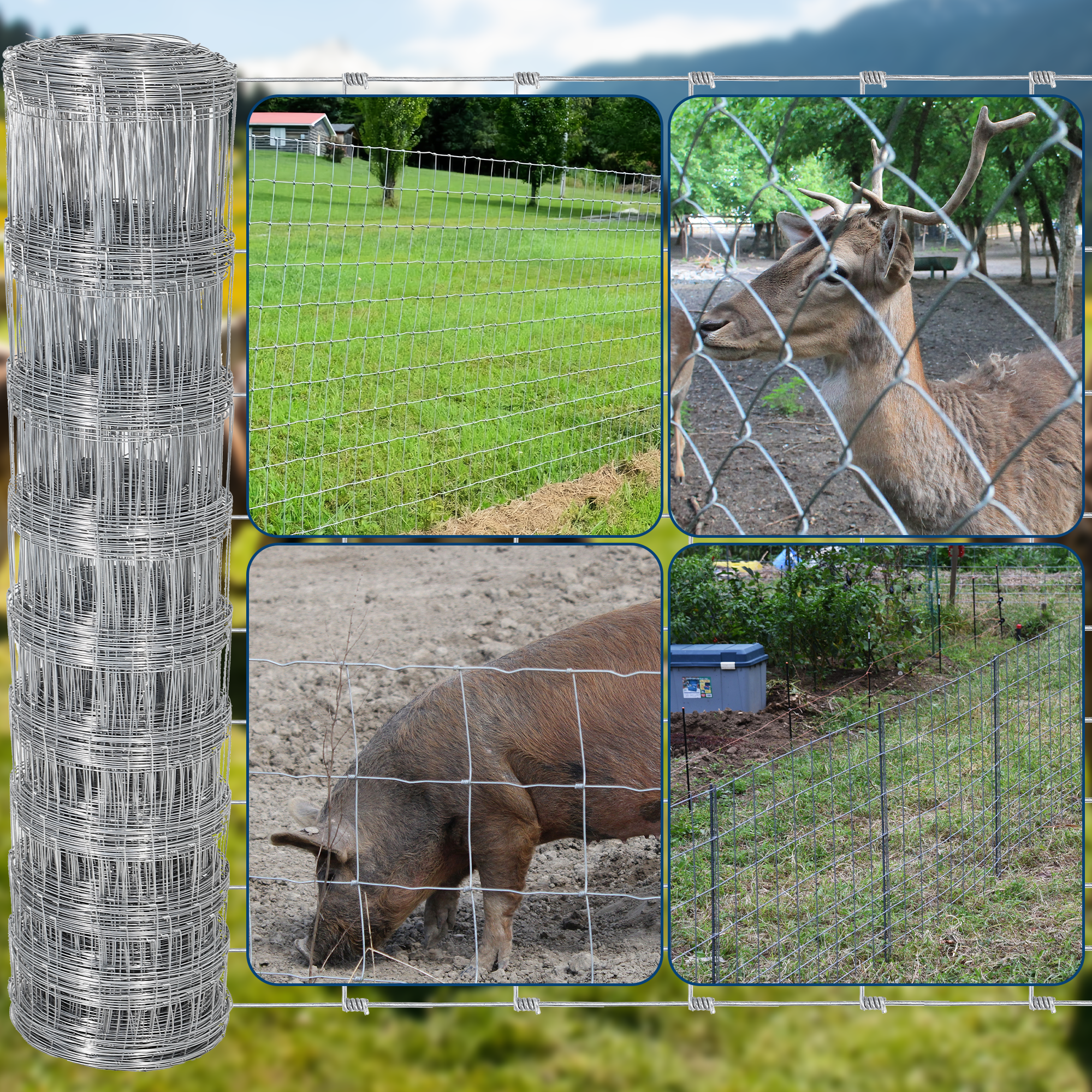 Garvee Livestock Fence, 5Ft x 328Ft Galvanized Wire Fencing, Cattle Farm Fence, Deer Fences, Heavy Zinc Goat Fences for Goat Deer Yard Livestock Protection