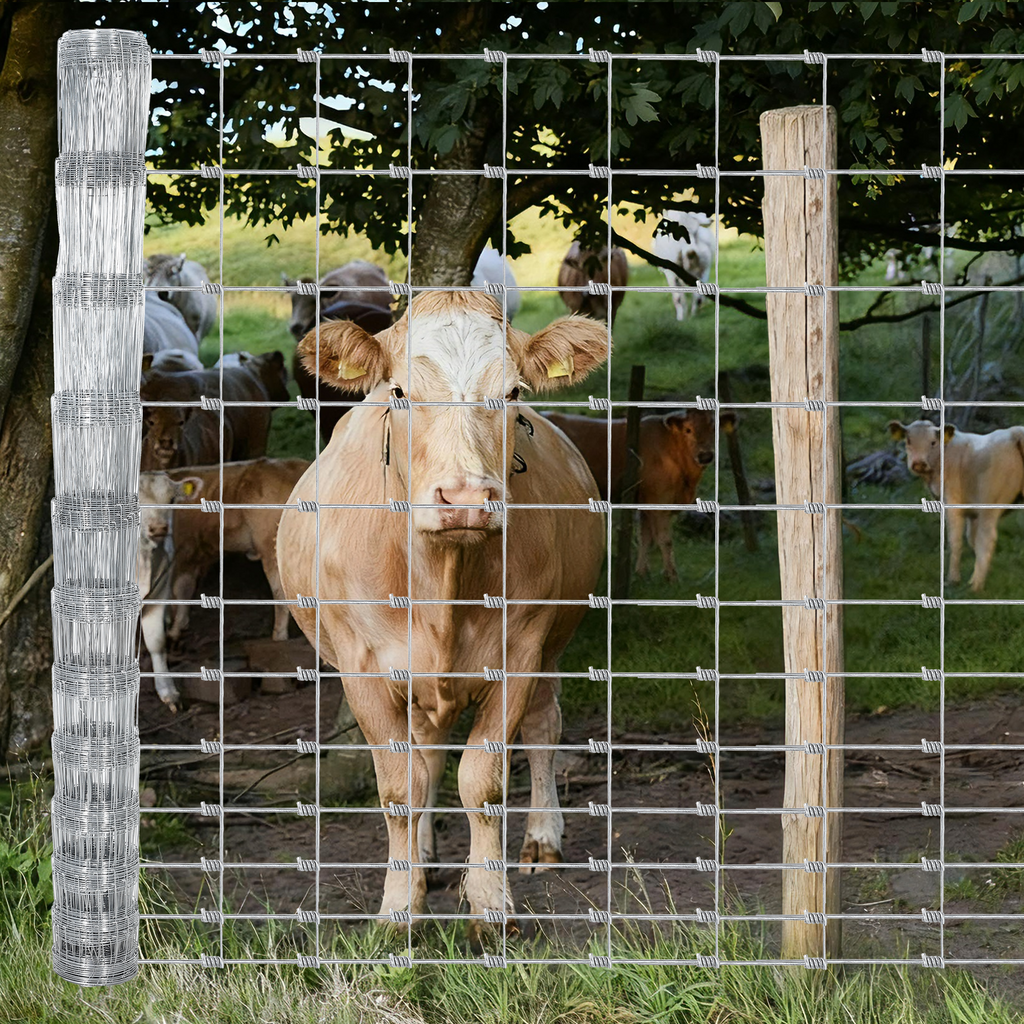 Garvee Livestock Fence, 6Ft x 328Ft Galvanized Wire Fencing, Cattle Farm Fence, Deer Fences, Heavy Zinc Goat Fences for Goat Deer Yard Livestock Protection