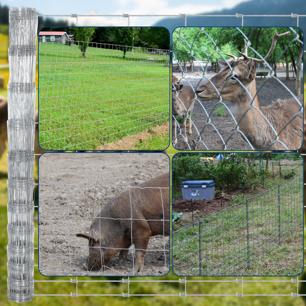 Garvee Livestock Fence, 6Ft x 328Ft Galvanized Wire Fencing, Cattle Farm Fence, Deer Fences, Heavy Zinc Goat Fences for Goat Deer Yard Livestock Protection