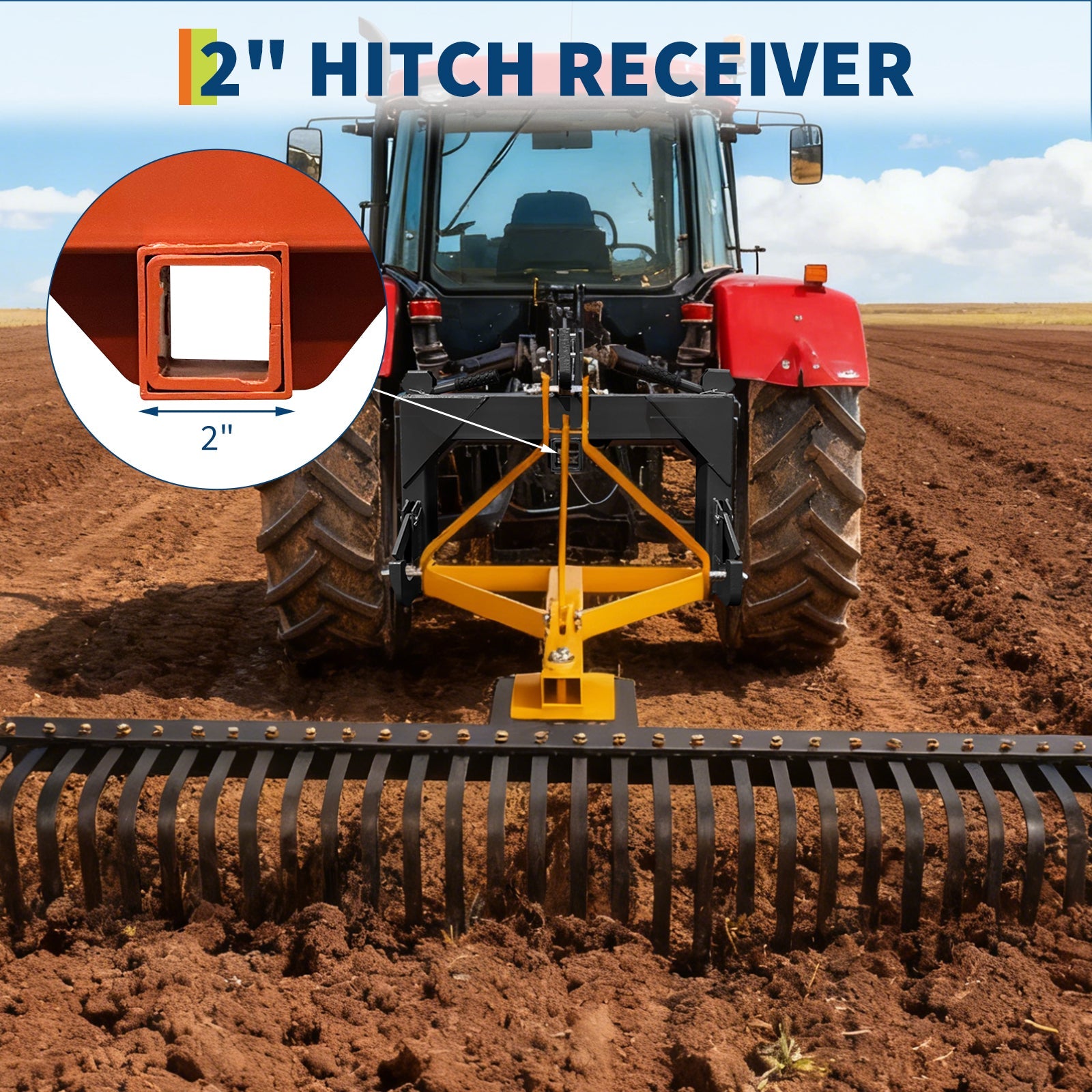 Garvee 3 Point Quick Hitch for Category 1 Tractor, 3000 Lbs Capacity 3-Pt Attachment with 2 Inch Receiver Hitch, 5 Position Adjustable Top Hook for Easy Tractor Implement Connection