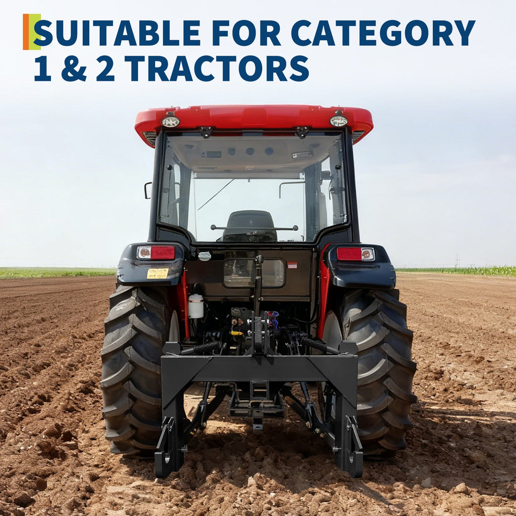 Garvee 3 Point Quick Hitch for Category 1 Tractor, 3000 Lbs Capacity 3-Pt Attachment with 2 Inch Receiver Hitch, 5 Position Adjustable Top Hook for Easy Tractor Implement Connection