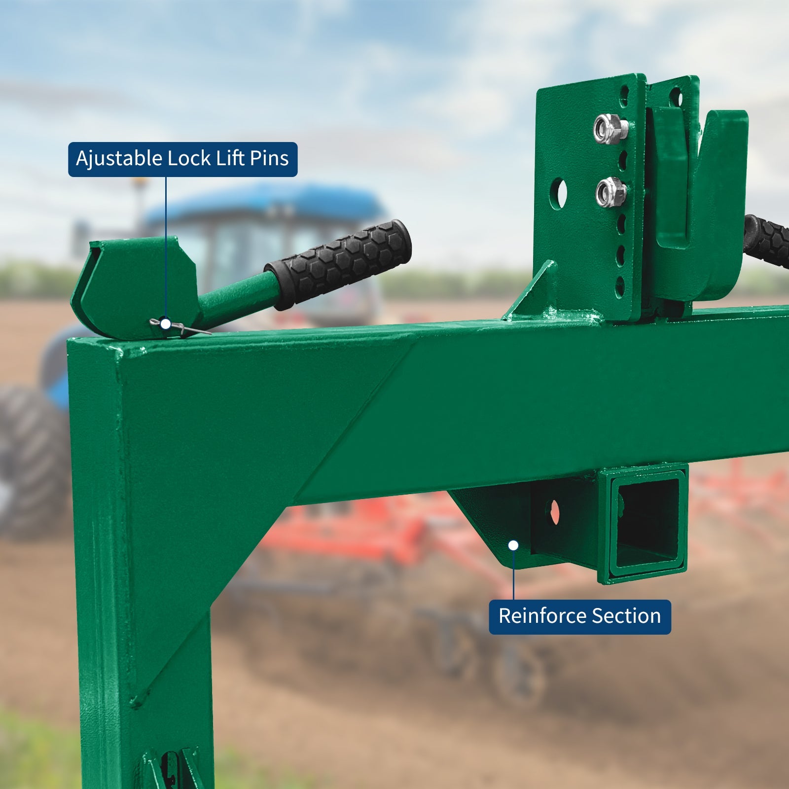 Garvee 3 Point Quick Hitch for Category 1 Tractor, 3000 Lbs Capacity 3-Pt Attachment with 2 Inch Receiver Hitch, 5 Position Adjustable Top Hook for Easy Tractor Implement Connection