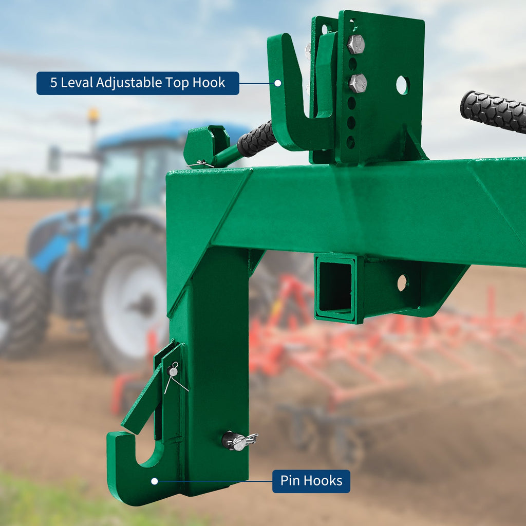 Garvee 3 Point Quick Hitch for Category 1 Tractor, 3000 Lbs Capacity 3-Pt Attachment with 2 Inch Receiver Hitch, 5 Position Adjustable Top Hook for Easy Tractor Implement Connection