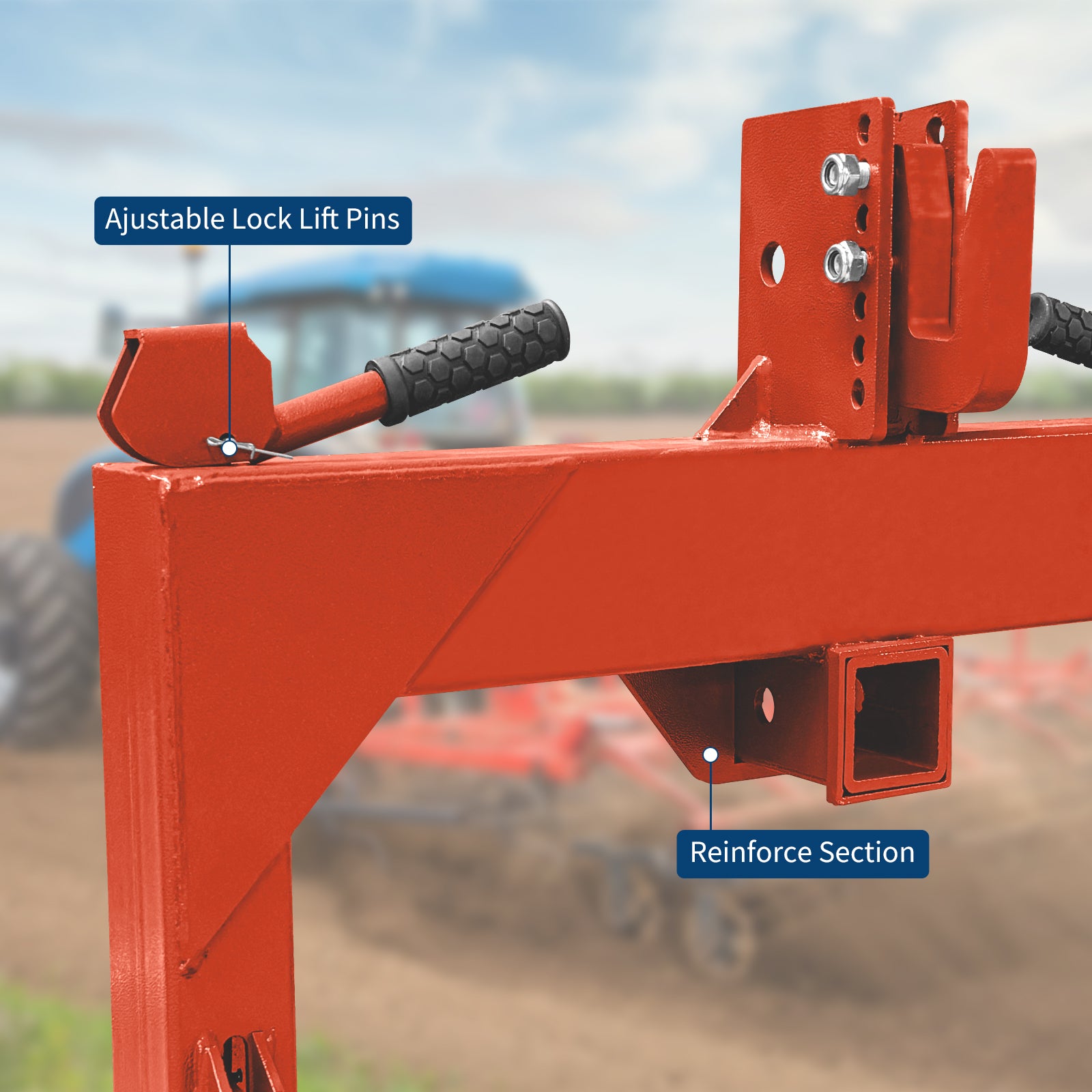 Garvee 3 Point Quick Hitch for Category 1 Tractor, 3000 Lbs Capacity 3-Pt Attachment with 2 Inch Receiver Hitch, 5 Position Adjustable Top Hook for Easy Tractor Implement Connection