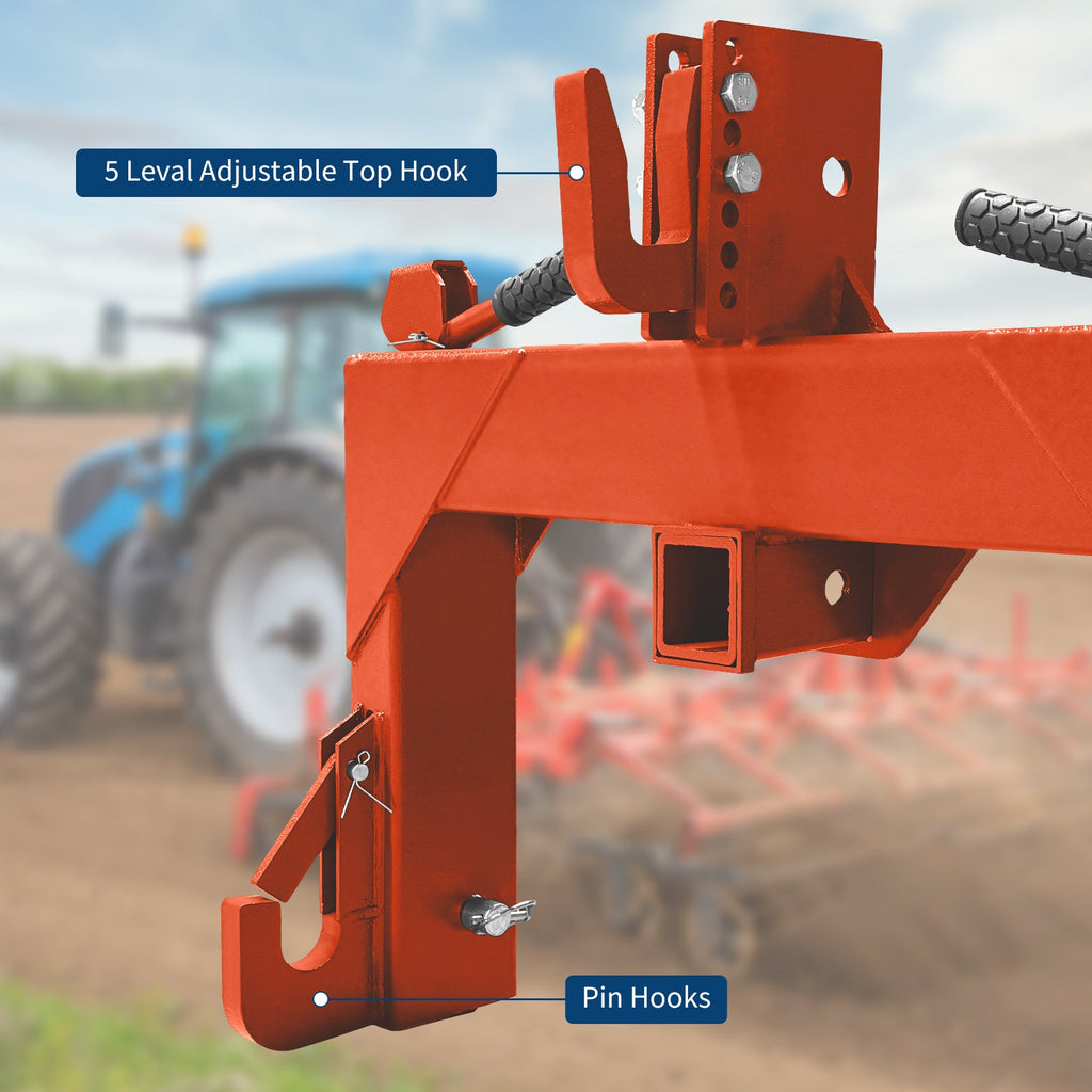 Garvee 3 Point Quick Hitch for Category 1 Tractor, 3000 Lbs Capacity 3-Pt Attachment with 2 Inch Receiver Hitch, 5 Position Adjustable Top Hook for Easy Tractor Implement Connection