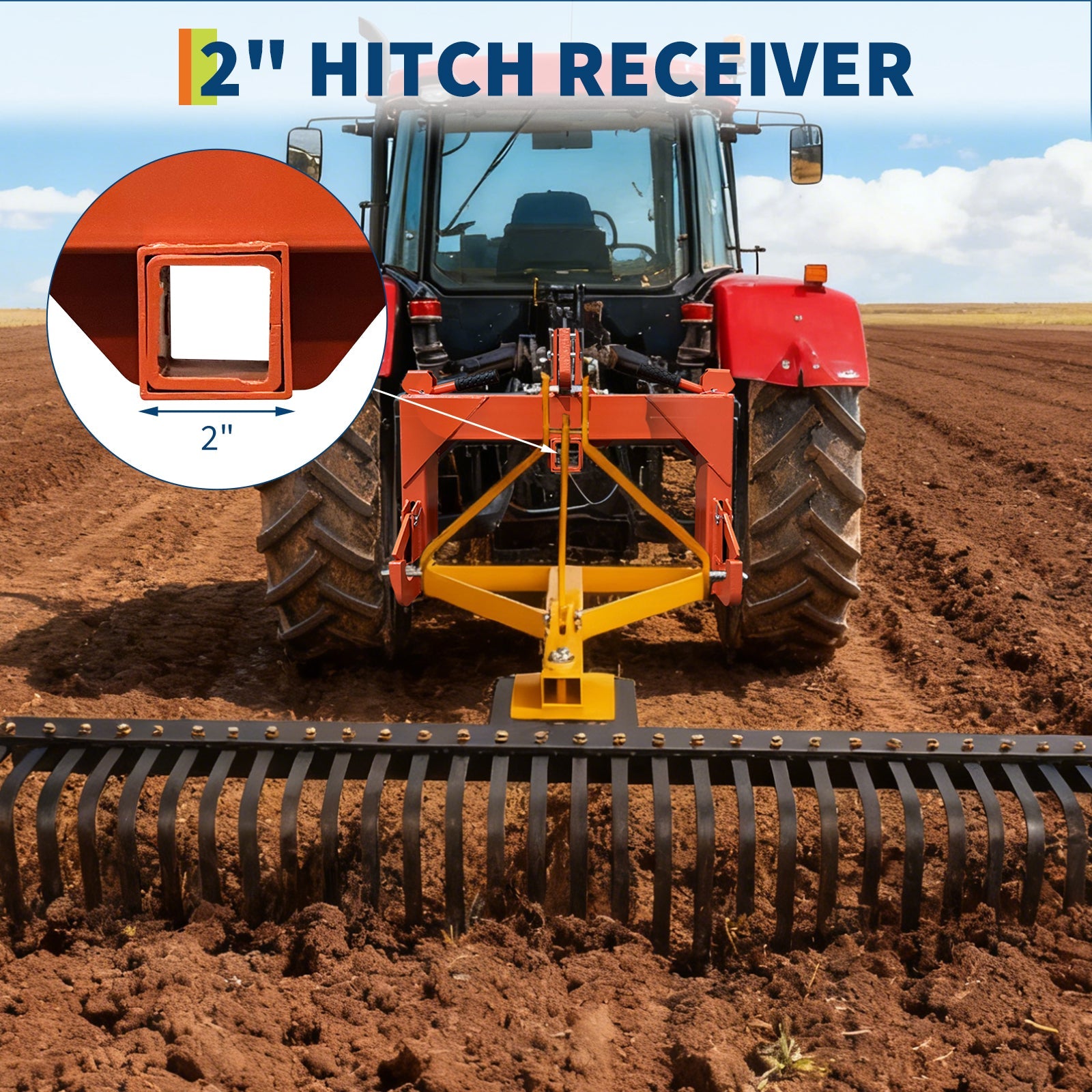 Garvee 3 Point Quick Hitch for Category 1 Tractor, 3000 Lbs Capacity 3-Pt Attachment with 2 Inch Receiver Hitch, 5 Position Adjustable Top Hook for Easy Tractor Implement Connection