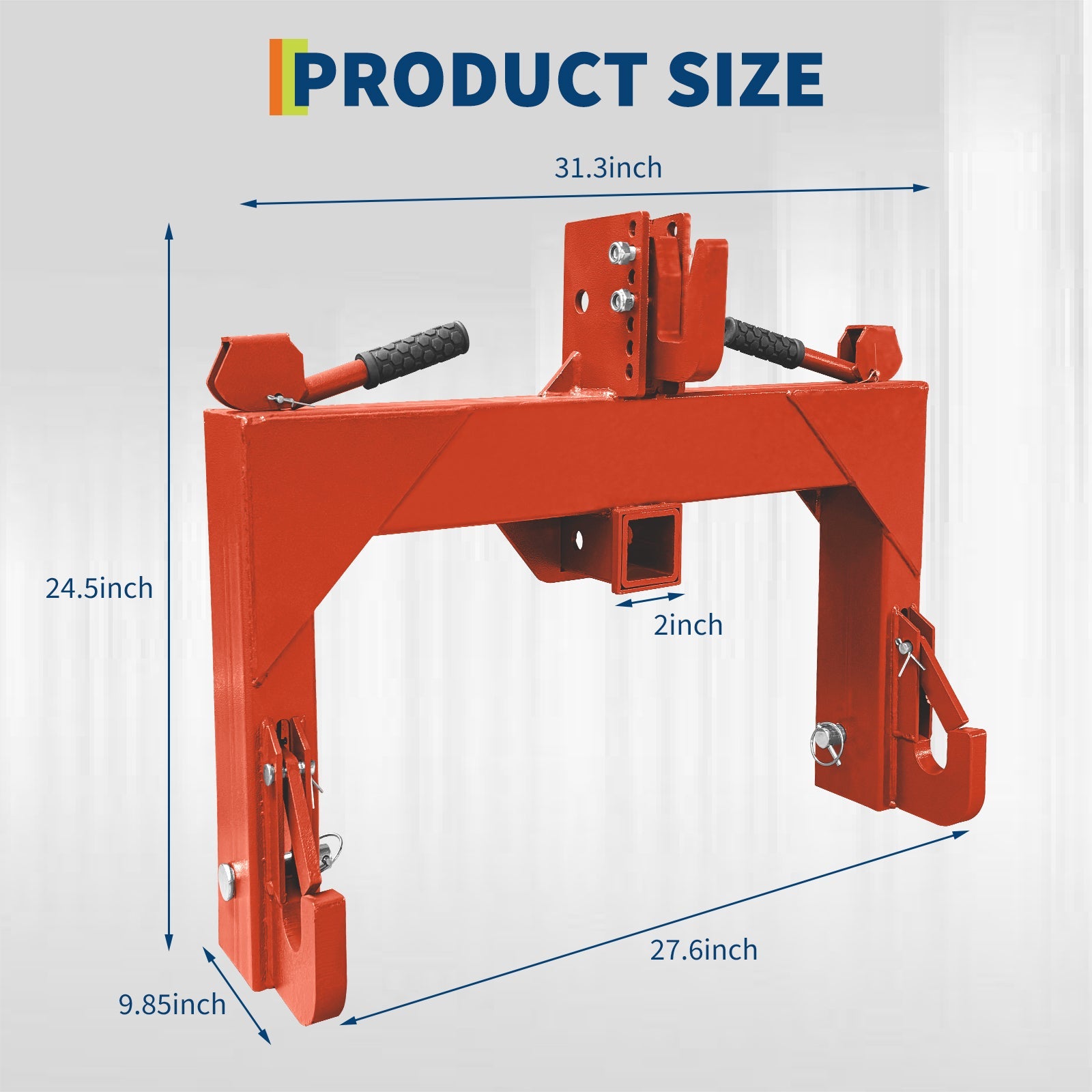 Garvee 3 Point Quick Hitch for Category 1 Tractor, 3000 Lbs Capacity 3-Pt Attachment with 2 Inch Receiver Hitch, 5 Position Adjustable Top Hook for Easy Tractor Implement Connection