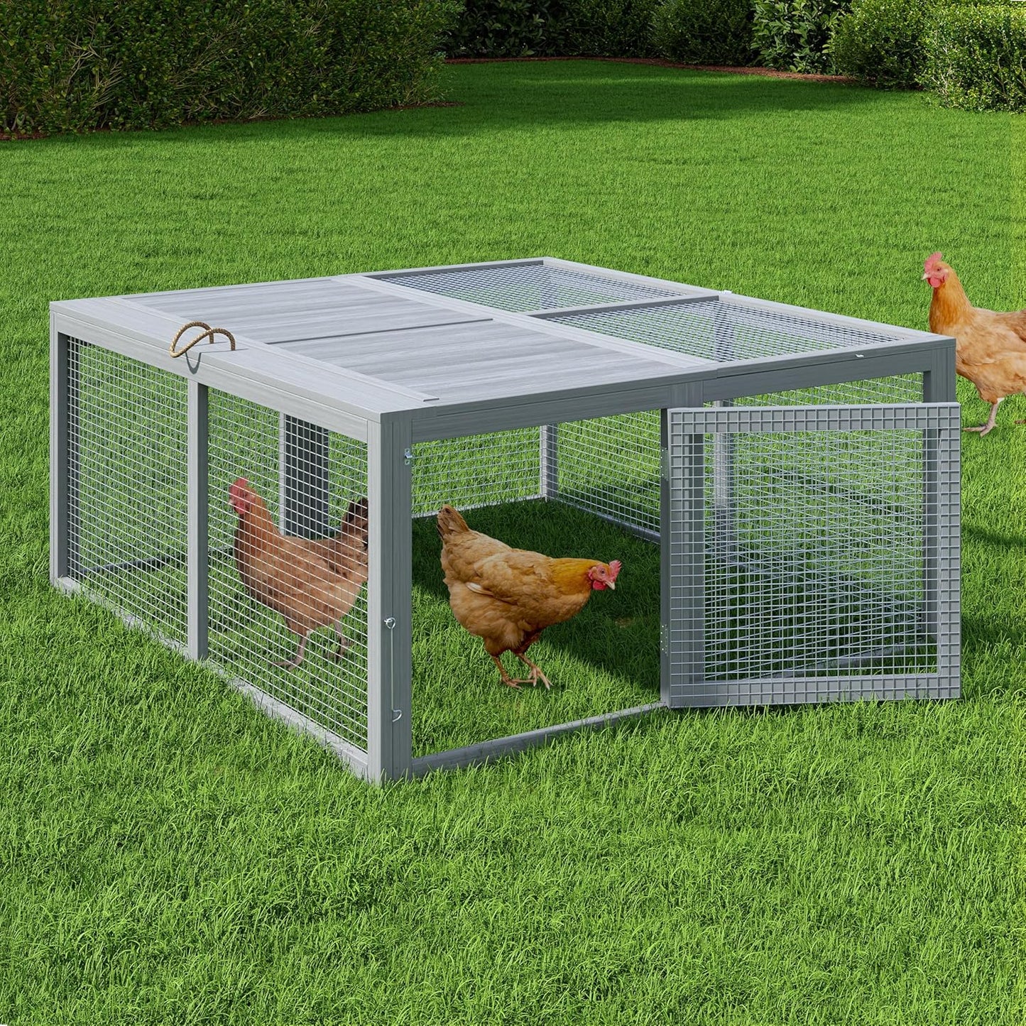 Garvee Folding Chicken Coop Run Rabbit Hutch, Portable Wooden Chicken Cage Pens with Top & Side Opening Doors, Small Animal Poultry Pet Cage for Outdoor, Indoor, No Assembly Required