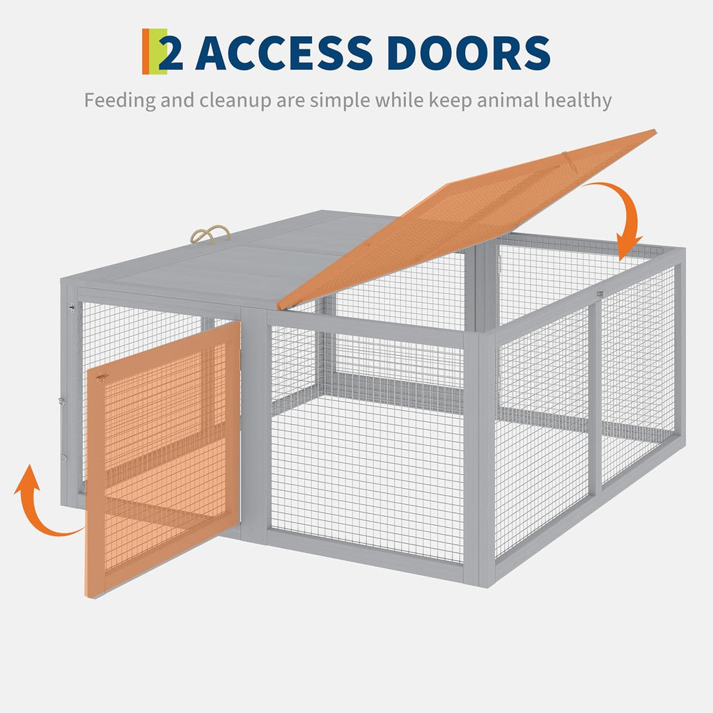 Garvee Folding Chicken Coop Run Rabbit Hutch, Portable Wooden Chicken Cage Pens with Top & Side Opening Doors, Small Animal Poultry Pet Cage for Outdoor, Indoor, No Assembly Required