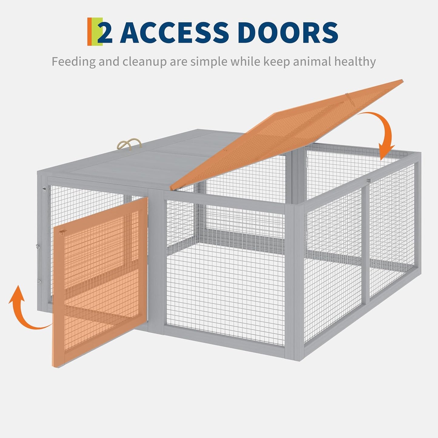 Garvee Folding Chicken Coop Run Rabbit Hutch, Portable Wooden Chicken Cage Pens with Top & Side Opening Doors, Small Animal Poultry Pet Cage for Outdoor, Indoor, No Assembly Required