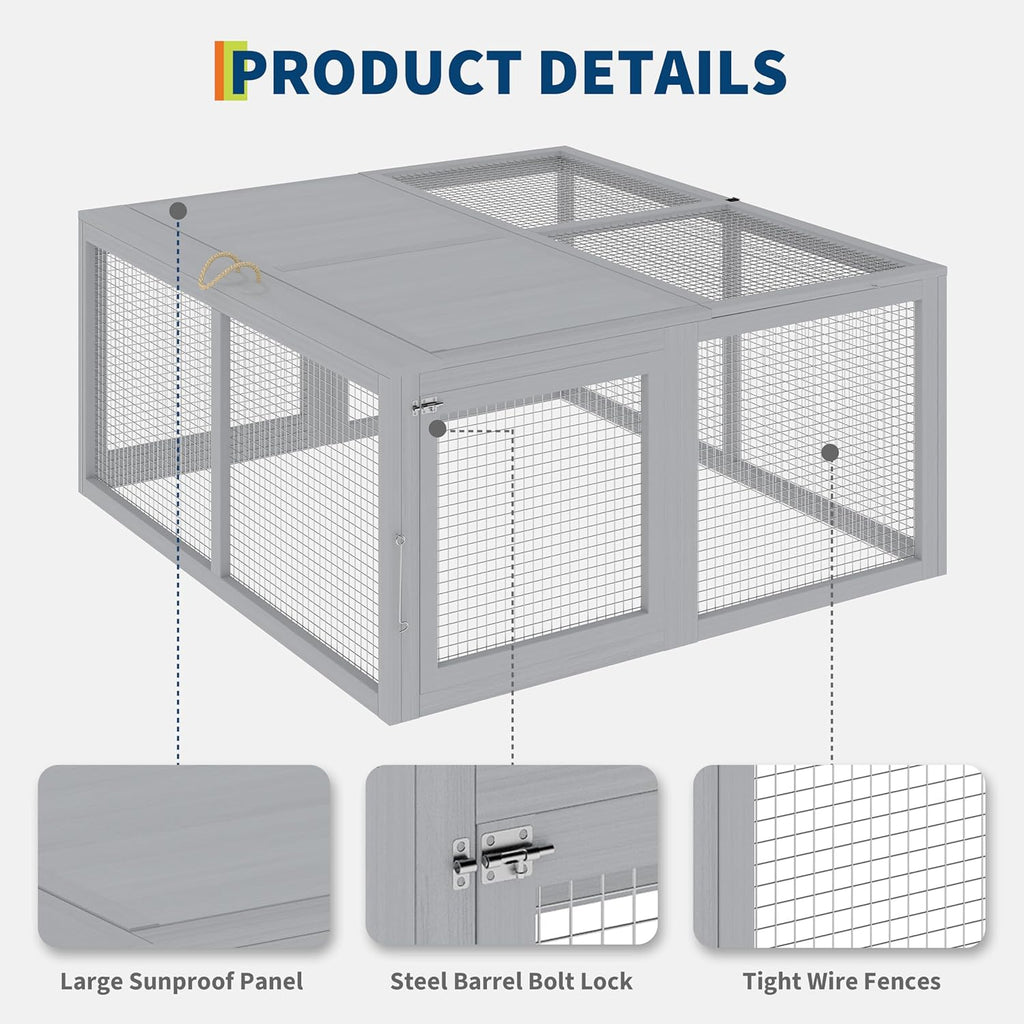 Garvee Folding Chicken Coop Run Rabbit Hutch, Portable Wooden Chicken Cage Pens with Top & Side Opening Doors, Small Animal Poultry Pet Cage for Outdoor, Indoor, No Assembly Required
