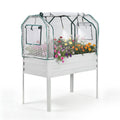 Garvee Raised Garden Bed with Legs 48" × 24" × 55", Silver Galvanized Metal Planter with PE Cover, 31.5" Height & Spray Tube
