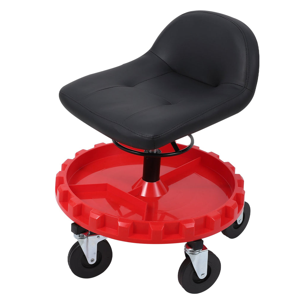 Garvee 300LBS Mobile Rolling Gear Seat With Spinning Gear Tray For Garage And Workshop, Adjustable Height, Black