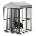 Garvee 4x4x6ft Outdoor Dog Kennel, Heavy Duty Dog Cage with Waterproof Roof, Dog Kennel Galvanized Iron Dog House with Safety Locks, UV & Water Resistant Proof Cover, for Garden Backyard