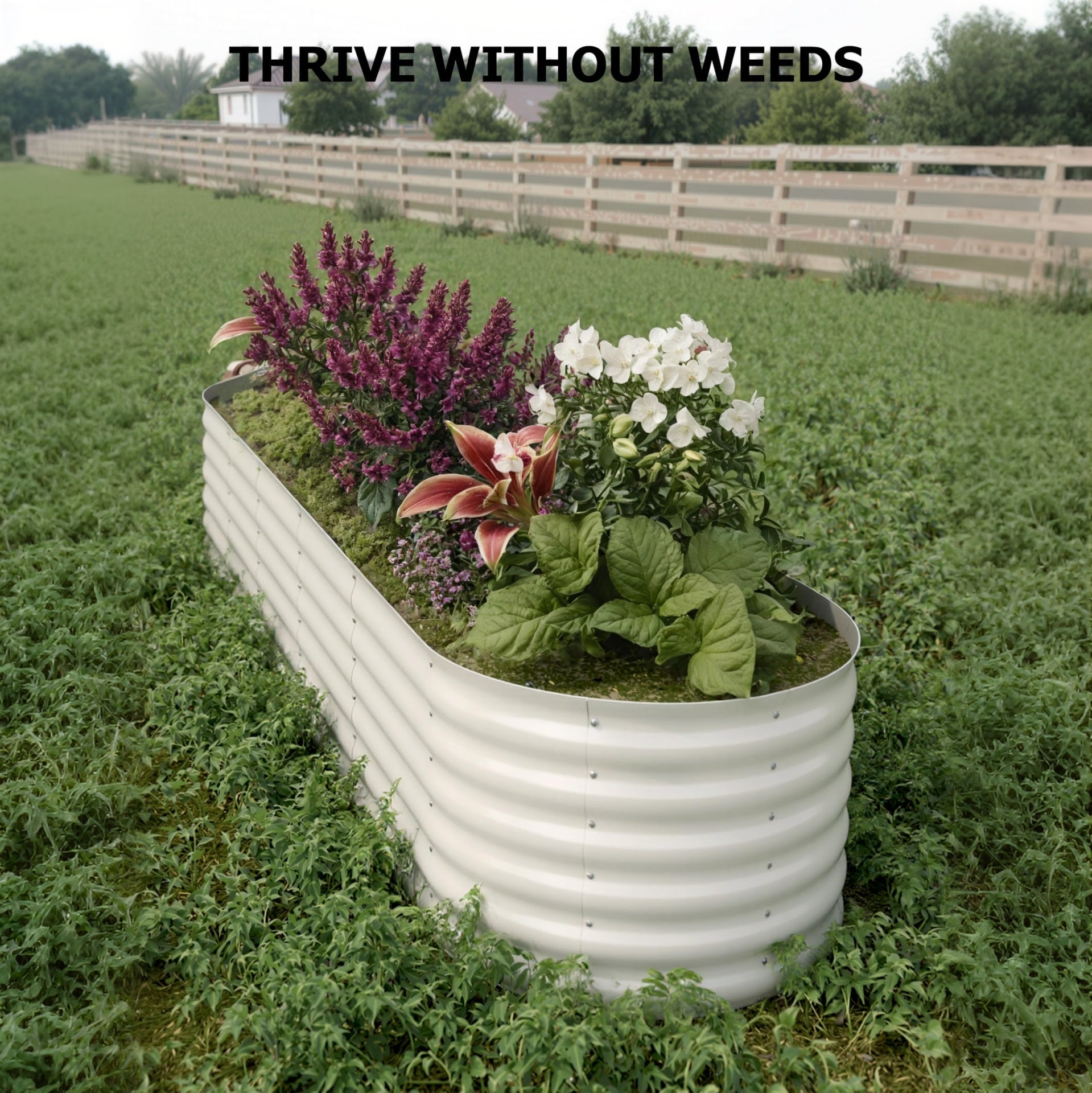 Garvee 8' X 2' X 1.5' Galvanized Steel Raised Garden Beds 2-Pack, Oval Beige Planter Boxes, Rust-Resistant, Open-Base Drainage, Easy Assembly, Weather-Resistant - For Vegetables, Flowers, Herbs - Beige