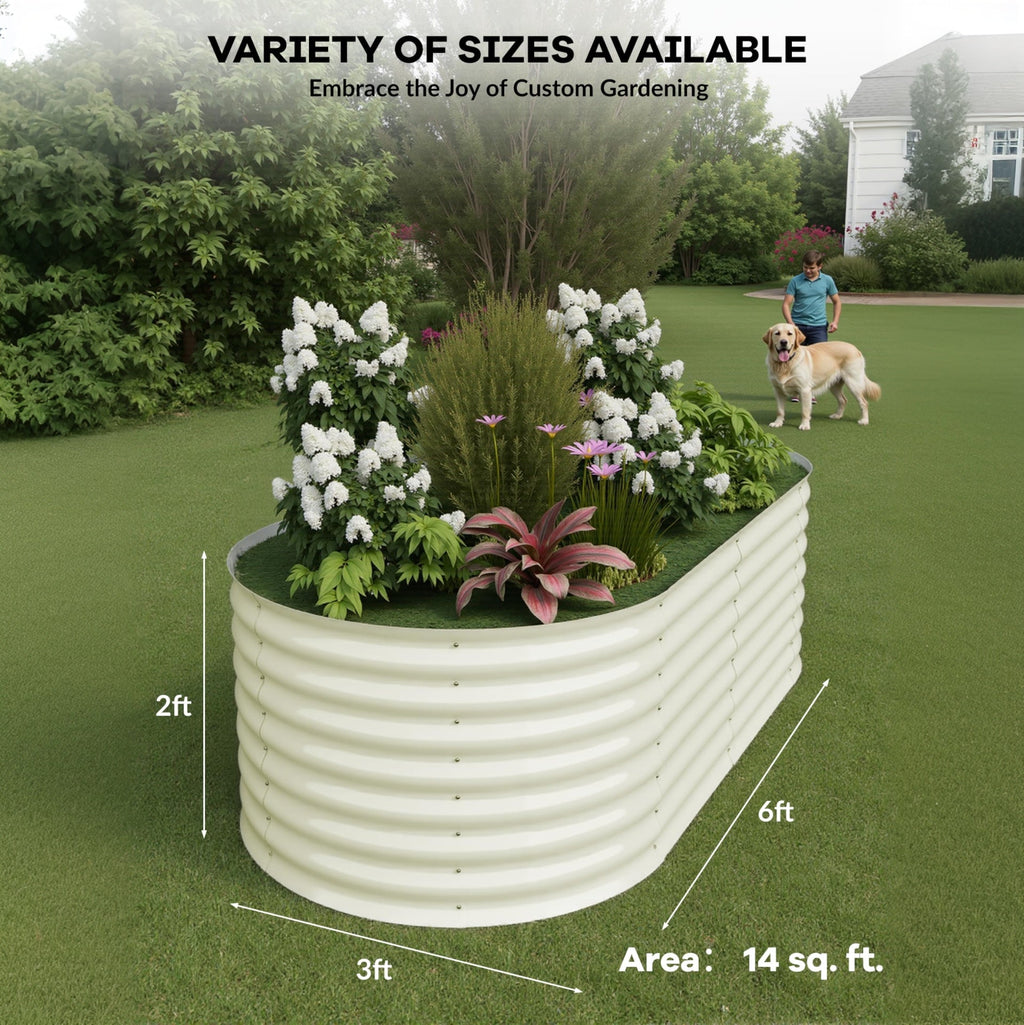 Garvee 6' X 3' X2' Raised Garden Bed Galvanized Steel, Rust-Resistant, Easy Assembly Outdoor Planter for Vegetables & Flowers, Beige