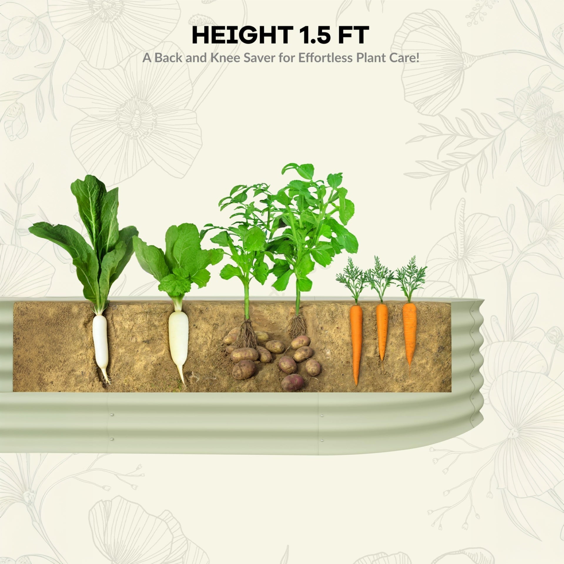 Garvee 8' X 2' X 1.5' Galvanized Steel Raised Garden Beds 2-Pack, Oval Beige Planter Boxes, Rust-Resistant, Open-Base Drainage, Easy Assembly, Weather-Resistant - For Vegetables, Flowers, Herbs - Beige