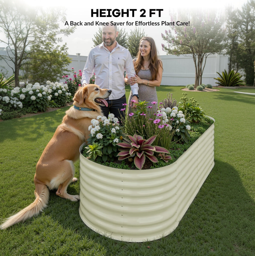 Garvee 6' X 3' X2' Raised Garden Bed Galvanized Steel, Rust-Resistant, Easy Assembly Outdoor Planter for Vegetables & Flowers, Beige