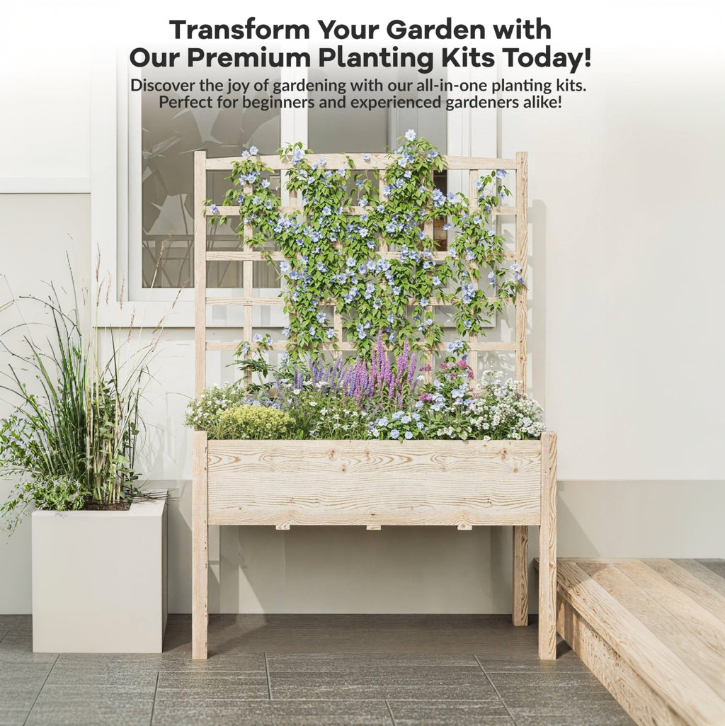 Garvee 46" × 23" × 65" Raised Garden Bed with Trellis, 3-Tier Fir Wood Elevated Planter Box