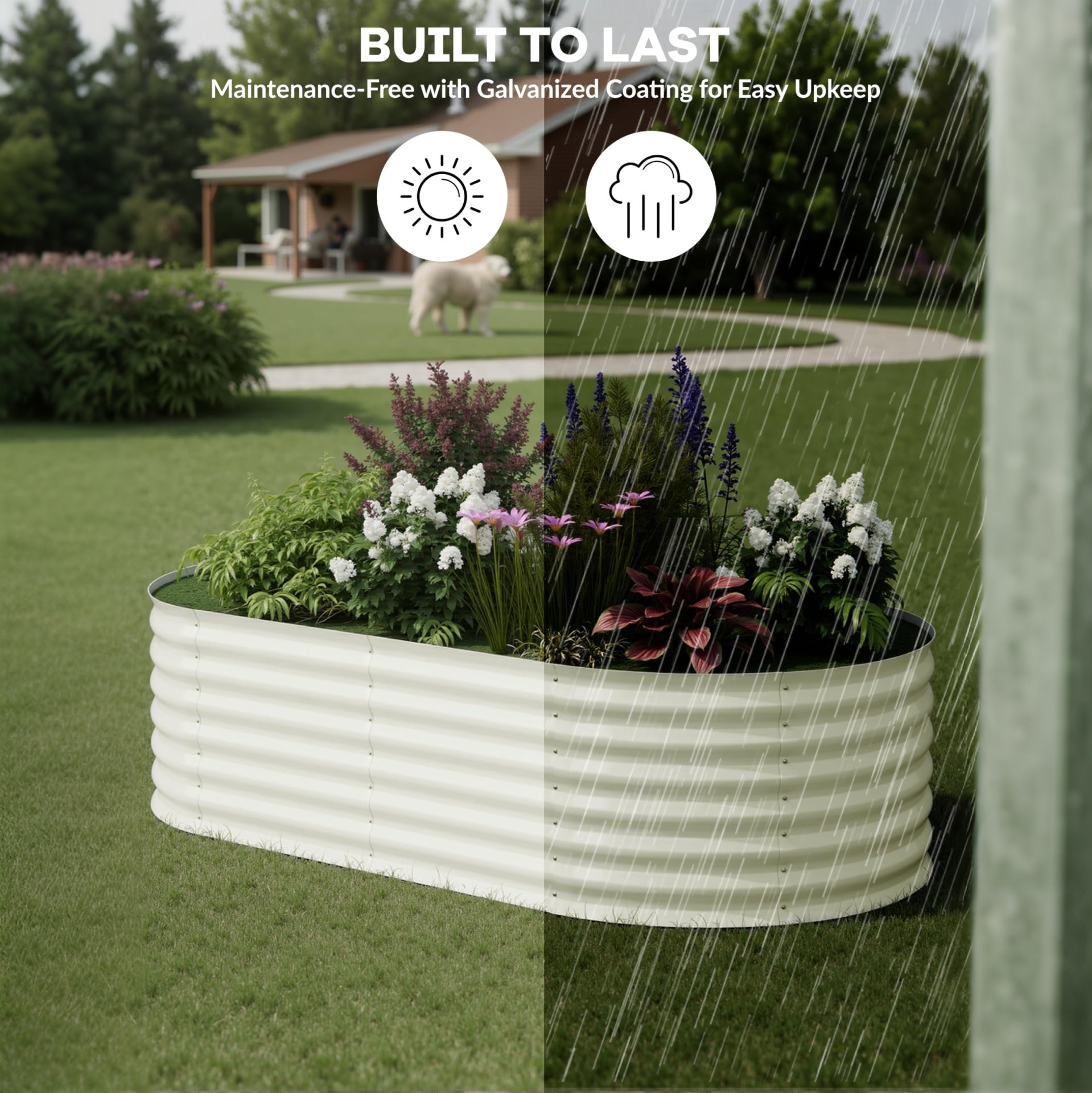 Garvee 6' X 3' X2' Raised Garden Bed Galvanized Steel, Rust-Resistant, Easy Assembly Outdoor Planter for Vegetables & Flowers, Beige