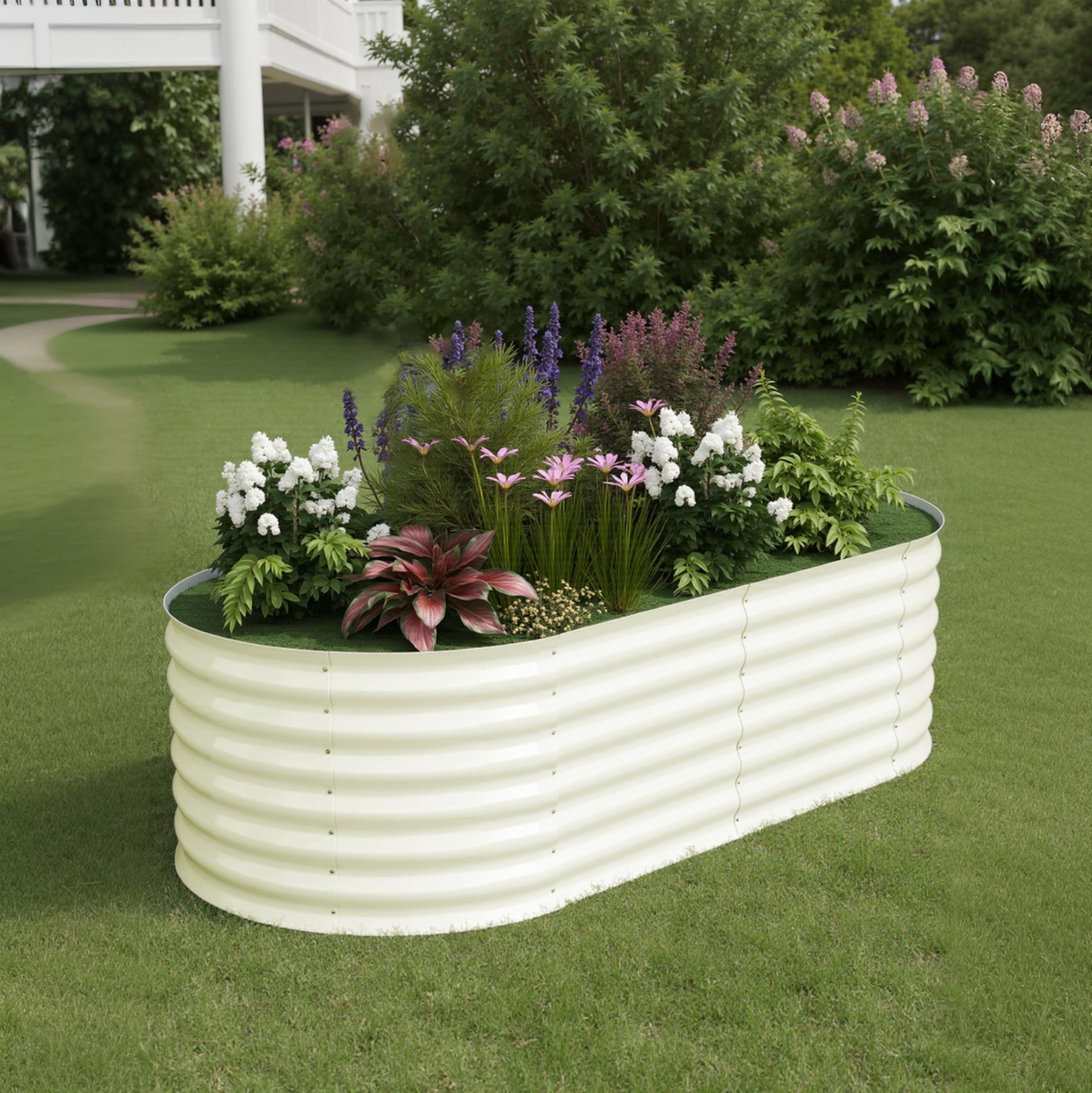 Garvee 6' X 3' X2' Raised Garden Bed Galvanized Steel, Rust-Resistant, Easy Assembly Outdoor Planter for Vegetables & Flowers, Beige