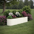 Garvee 8' X 2' X 1.5' Galvanized Steel Raised Garden Beds 2-Pack, Oval Beige Planter Boxes, Rust-Resistant, Open-Base Drainage, Easy Assembly, Weather-Resistant - For Vegetables, Flowers, Herbs - Beige