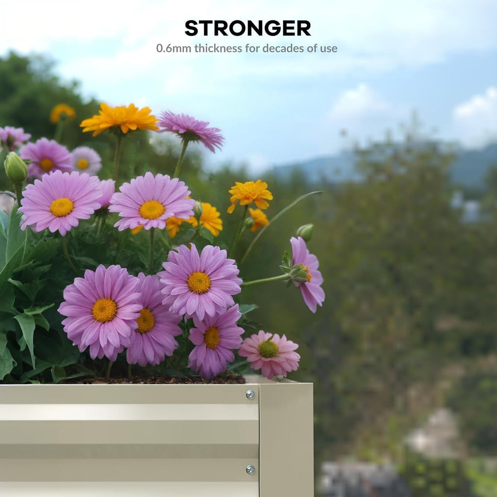 Garvee  2 Pcs 6' X 3' X 2'  Rectangular Raised Garden Beds – Ergonomic Galvanized Steel, Rust-Resistant, Beige Planters for Patio & Balcony