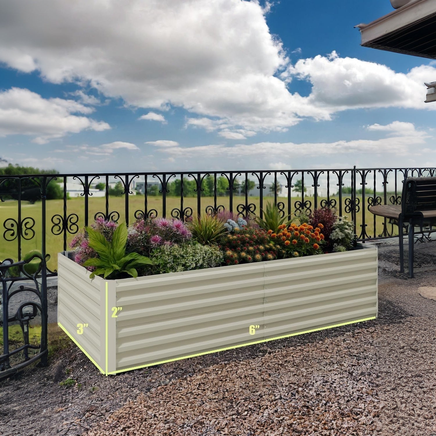 Garvee  2 Pcs 6' X 3' X 2'  Rectangular Raised Garden Beds – Ergonomic Galvanized Steel, Rust-Resistant, Beige Planters for Patio & Balcony