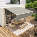 Garvee 10' x 8' Manual Retractable Patio Awning, Waterproof  Sun Shade with Aluminum Frame, 280g Polyester Canopy for Deck & Porch, Grey