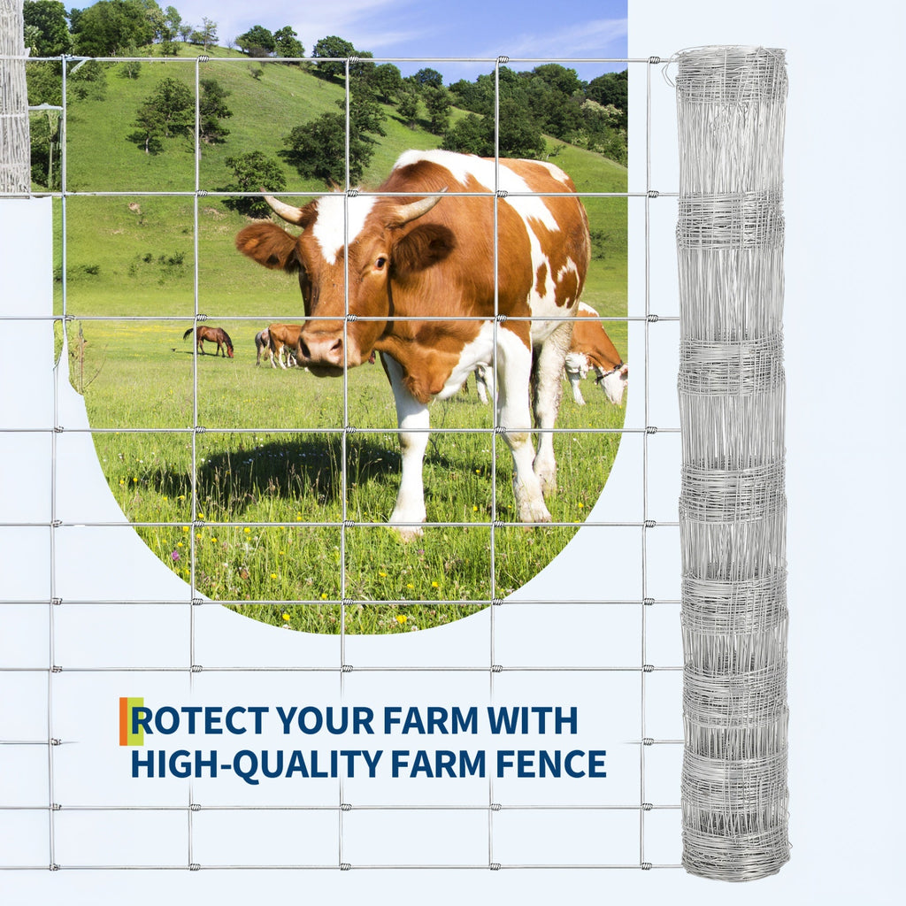 Garvee Cattle Farm Fence Galvanized Wire 4x 164ft Durable Welded Steel Reinforced Joints Easy Install Livestock Protection Yard