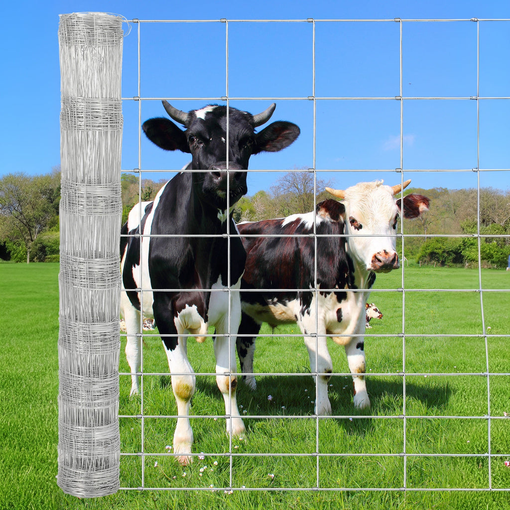 Garvee 5'x328' Cattle Fence - 15-Gauge Galvanized Steel, Welded Mesh w/Reinforced Joints for Livestock & Garden Protection