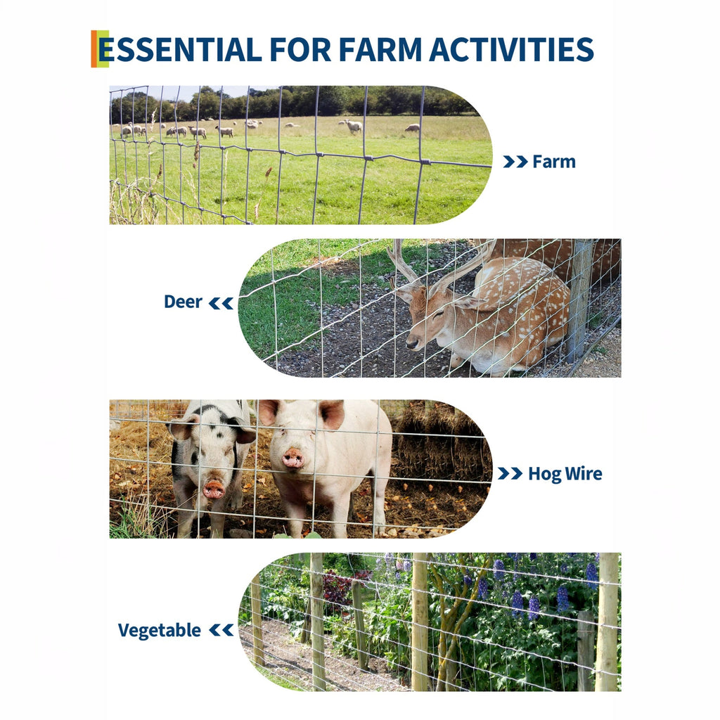 Garvee 5'x328' Cattle Fence - 15-Gauge Galvanized Steel, Welded Mesh w/Reinforced Joints for Livestock & Garden Protection