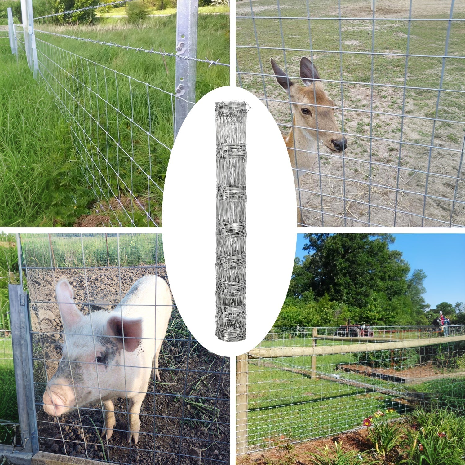 Garvee Cattle Farm Fence Galvanized Wire 4x 164ft Durable Welded Steel Reinforced Joints Easy Install Livestock Protection Yard
