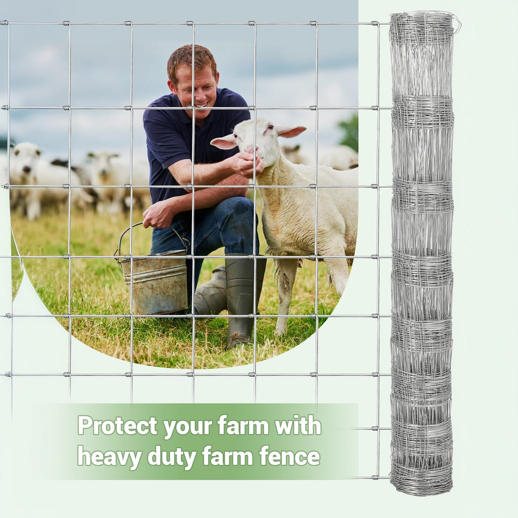 Garvee Cattle Farm Fence Galvanized Wire 4x 164ft Durable Welded Steel Reinforced Joints Easy Install Livestock Protection Yard